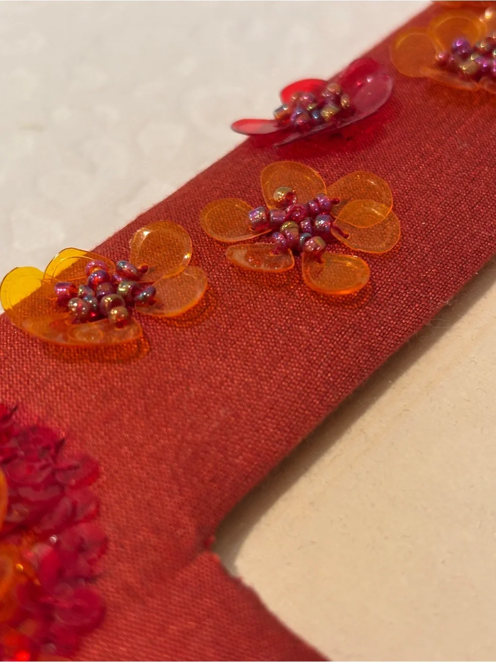 Pier 1 Imports Rust Orange Beaded Floral Picture Frame